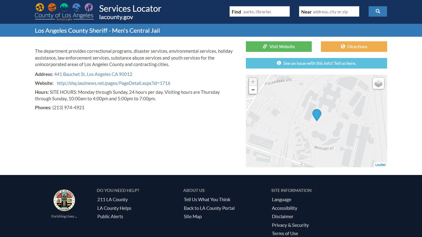 Los Angeles County Sheriff - Men's Central Jail - LA County Parks Locator